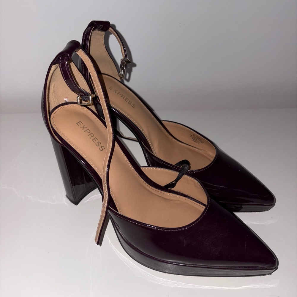 Express Purple High Heels with Ankle Strap
